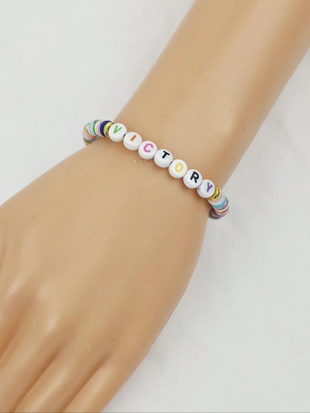 Handmade Clay Bead Multi Color Victory Bracelet